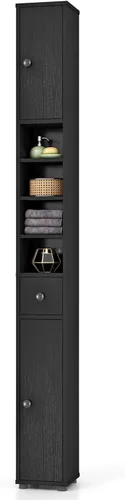 Giantex Gabinete de Almacenamiento Delgado para Baño - Gabinete de Piso Estrecho y Alto de 71 pulgadas con 2 Puertas, 5 Estantes Ajustables, 1
