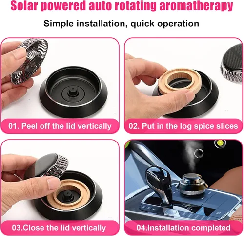Miniatura 6 de Ambientador de aire para automóvil, difusor giratorio con energía solar y fragancia, purificador de aire de aromaterapia para automóvil y hogar