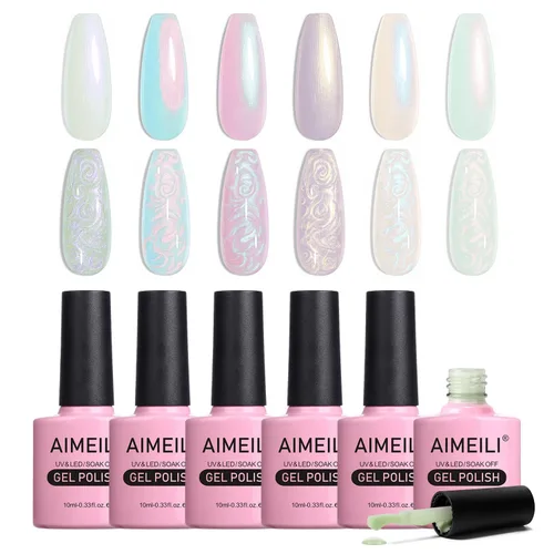 Miniatura 19 de AIMEILI Juego de esmaltes de uñas de gel para el día de San Valentín, esmalte de uñas de gel rosa nude, juego de 6 piezas x 0.3 fl oz - Juego de 31