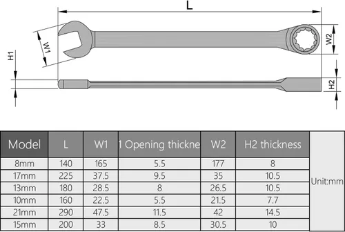 Miniatura 3 de Utoolmart Llave combinada de trinquete, llave combinada de trinquete de extremo abierto de 0.827 in, métrica, construcción de acero al cromo Metal