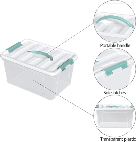 Miniatura 3 de 8 paquetes de contenedores de almacenamiento de plástico con tapas, caja de almacenamiento transparente, 14 cuartos de galón