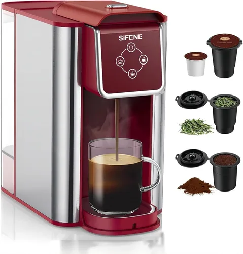 Miniatura 9 de SIFENE Cafetera de goteo 3 en 1 de una sola porción, cafetera compacta compatible con K-Cup/K-Pod para café molido y té, depósito de agua extraíble