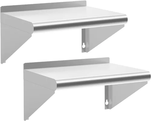 Miniatura 17 de Estante de acero inoxidable de 12 x 36 pulgadas, estantes de acero inoxidable comerciales de 300 libras para montaje en pared, estantes de metal 1