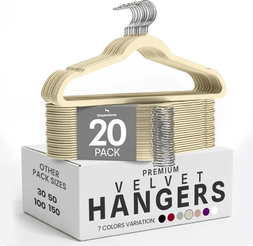 Miniatura 23 de Utopia Home Velvet Hanger - Paquete de 100 perchas delgadas antideslizantes de lujo para pantalones y abrigos, perchas fuertes que ahorran espacio