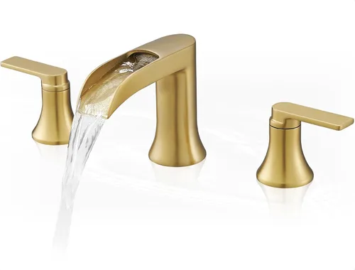 Miniatura 9 de Grifo de lavabo de baño de bronce aceitado con cascada de 3 agujeros, grifos de baño de latón de 4 a 8 pulgadas con drenaje emergente y líneas