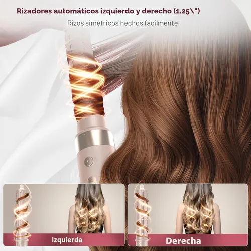 Miniatura 6 de Mythsight StyleVibe 6-en-1 secador de aire, secador de pelo y cepillo secador de pelo con estuche de viaje - Rulos de enrollado automático (L/R)