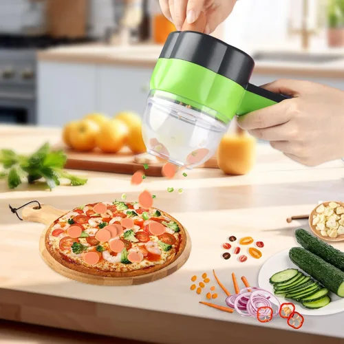 Miniatura 6 de Juego de cortador de verduras eléctrico 4 en 1 portátil, recargable, procesador de alimentos y picadora inalámbrica para mezclar alimentos