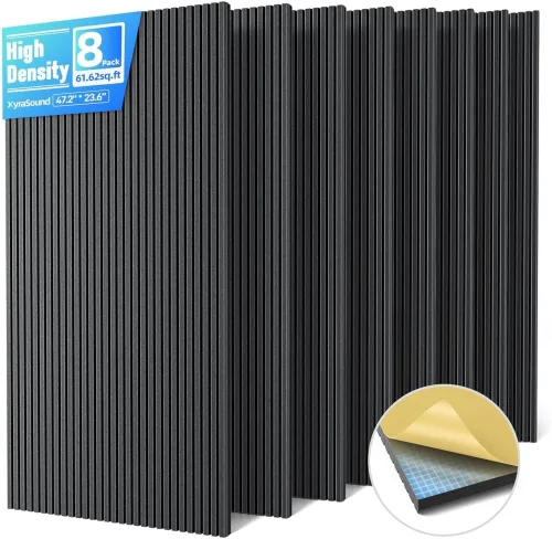 Miniatura 14 de Paquete de 8 paneles acústicos grandes que absorben el sonido con autoadhesivo, 47.2 x 23.6 x 0.36 pulgadas, paneles de espuma a prueba de sonido