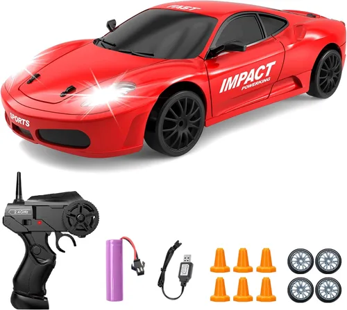 Miniatura 11 de Coche RC de Derrape 1/24 2.4GHz Coche de Control Remoto 4WD de Alta Velocidad con Luz LED y Neumáticos de Derrape Juguetes de Carreras para Niños