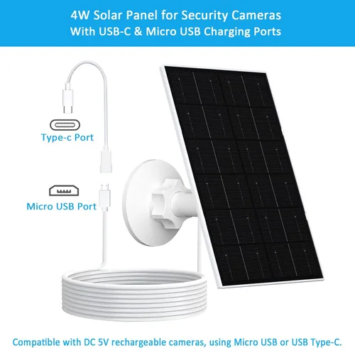 Miniatura 3 de Zivif Panel Solar USB para Cámara de Seguridad, Cargador Solar de 4W para Cámara de Batería Recargable, Resistente al Agua IP66, Montura Ajustable 1