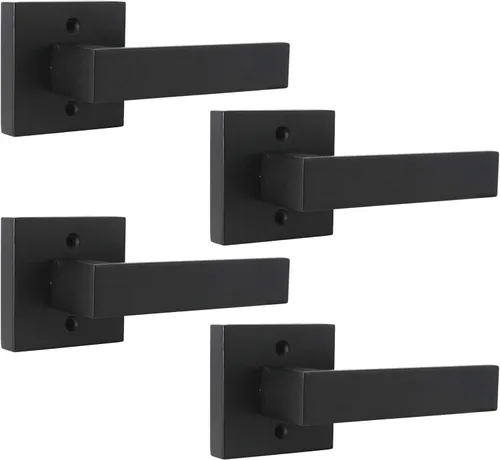Miniatura 4 de Probrico Paquete de 4 manijas de puerta simuladas en negro mate, manijas interiores que no giran, manijas reversibles resistentes para interiores