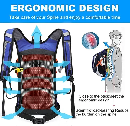 Miniatura 2 de INOXTO Mochila de hidratación, mochila de hidratación de 18 L, mochila de agua ligera con bolsa de agua de 2 litros, mochila para senderismo