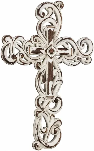 Comfy Hour Faith and Hope Collection - Cruz colgante de pared (blanco)