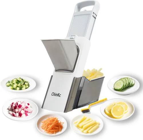 Miniatura 10 de Cortador de mandolina seguro mejorado para cocina, picador de alimentos vegetales ajustable, cebolla, papas fritas, ensalada de verduras juliana +
