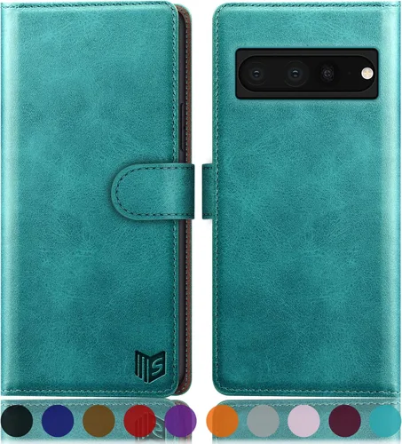 Miniatura 12 de SUANPOT Funda tipo cartera para Google Pixel 7 Pro 5G con bloqueo RFID, tarjetero de crédito, funda protectora de piel sintética con tapa para Oro