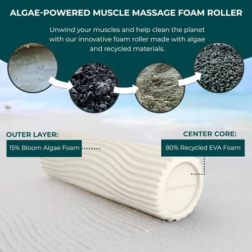 Miniatura 7 de Oceanfoam Tidal Roller - Natural - Rodillo de espuma para masaje muscular para dolor de espalda y estiramientos, textura firme y ergonómica de onda