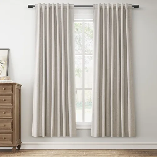 Cortinas de lino 100% opacas de color albaricoque, de 72 pulgadas de largo, 2 paneles para dormitorio, cortinas bohemias neutrales de granja,