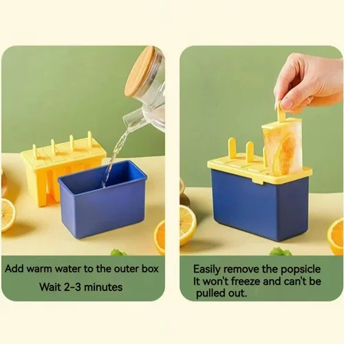 Miniatura 5 de Juego de 6 moldes clásicos para paletas de silicona, moldes para hacer helados, moldes para hacer helados, accesorios de cocina, fácil liberación