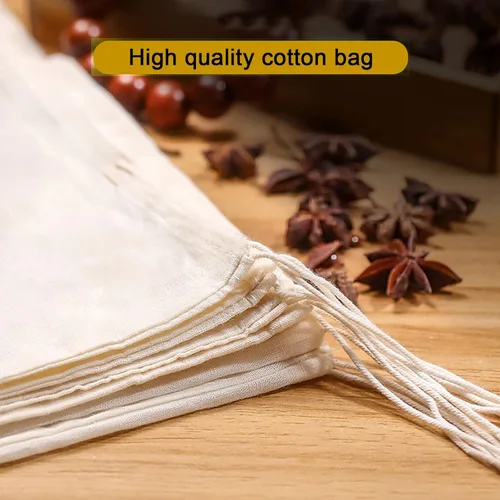 Miniatura 5 de 20 bolsas reutilizables de muselina de algodón con cordón, bolsas de algodón natural sin blanquear, para café, té, preparar nueces, leche