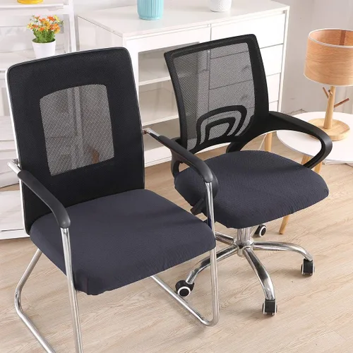 Miniatura 2 de Smiry - Fundas de asiento elásticas para silla de oficina con estampado jacquard, desmontables, lavables, antipolvo, para silla de escritorio, Gris