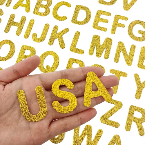 Miniatura 24 de 72 piezas de parches de letras y números para planchar con purpurina, parche bordado del alfabeto A-Z, números del 0 al 9 para chaquetas, mochilas