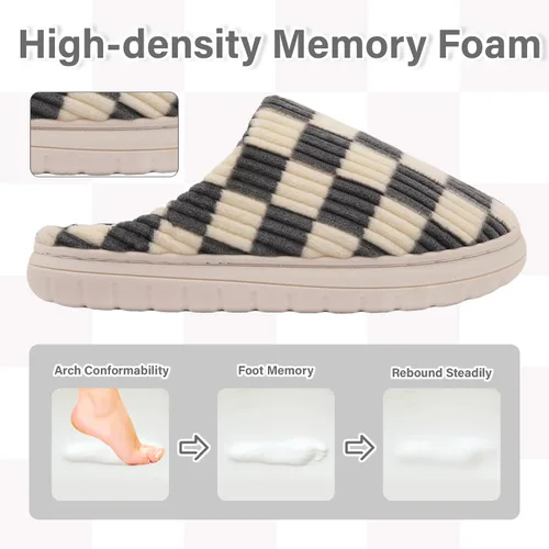 Miniatura 17 de Jaeynow Pantuflas mullidas para mujer en interiores, zapatos de casa unisex de espuma viscoelástica para hombre, zapatos de invierno cálidos
