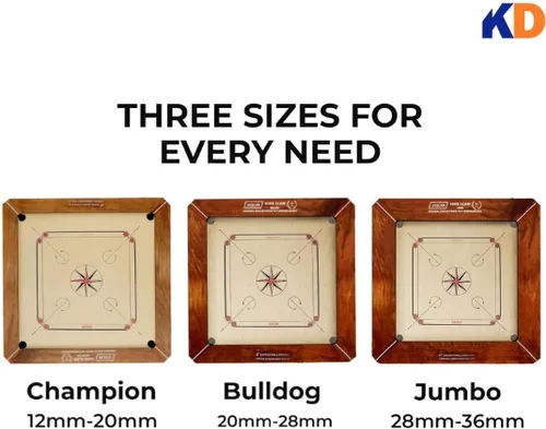 Miniatura 4 de KNK Carrom Board Champion Bulldog Jumbo Carrom Tablero de juego familiar para interiores aprobado por la Federación Internacional Carrom resistente