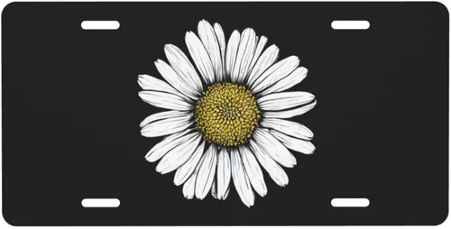 Placa de matrícula retro Daisy, placa de matrícula delantera decorativa para el auto, placas de matrícula novedosas de aluminio, etiqueta de a-5