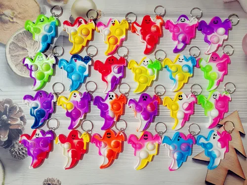 Miniatura 2 de Paquete de 24 llaveros a granel de fantasmas de Halloween con burbujas para ansiedad, pequeños suministros de fiesta de cumpleaños y premios