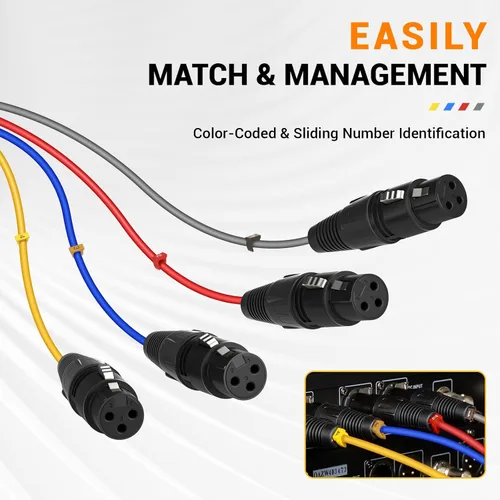 Miniatura 4 de Phenyx Pro PCBL-4IN1-3 - Cable de serpiente XLR de 4 canales, cable de conexión XLR macho a hembra con cobre OFC, cable divisor de 3 pies, cable