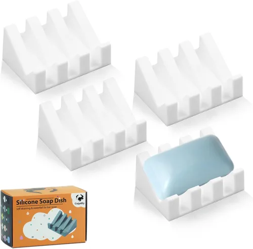 Miniatura 17 de Jabonera Autodrenante con Soporte, Jabonera de Silicona, para Baño, Cocina, Esponjas, Puede Extender la Vida del Jabón, Mantiene las Barras de Jabón
