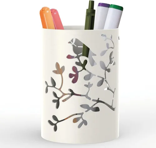 Miniatura 12 de Mango Steam Soporte de metal para bolígrafo, organizador de vasos para brochas de maquillaje para oficina, baño, tocador (negro, pavo real)