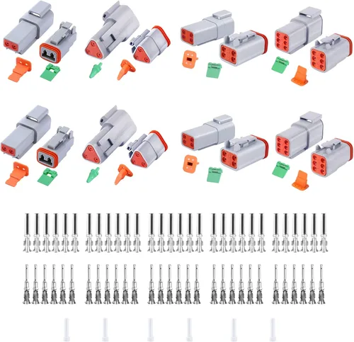 Miniatura 15 de Kit de conectores Deutsch DT de 100 unidades, 2 3 4 6 8 12 pines gris impermeable conector eléctrico con sello y conector de sellado 1 kit 2 3 4 6 8