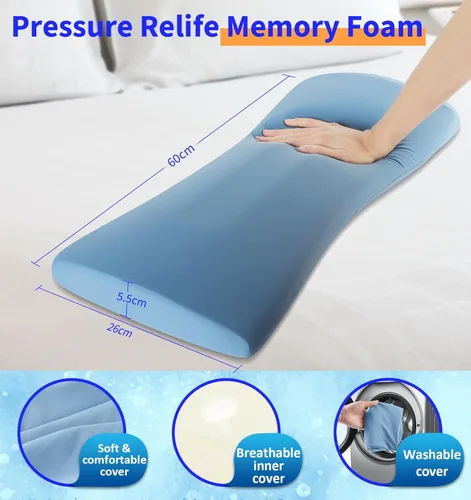 Miniatura 8 de Almohada de Soporte Lumbar para la Cama para Aliviar el Dolor de Espalda: Almohada de Espalda Baja para Dormir - Almohada de Cintura de Espuma Azul
