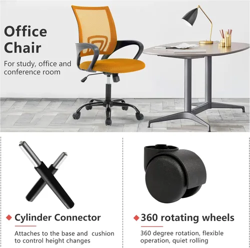 Miniatura 7 de PayLessHere Silla de Oficina para Computadora Ergonómica Económica Silla de Escritorio Ajustable Cómoda de Respaldo Medio para Tareas con Ruedas