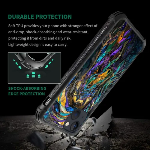 Miniatura 3 de ZHEGAILIAN Funda compatible con iPhone 13, fundas de cristal de color caballo de baile, parte trasera de vidrio templado+funda protectora