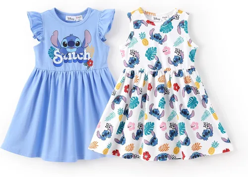 Disney Frozen Elsa - Vestido de princesa Minnie Mouse Stitch para niña, paquete de 2 unidades, manga larga con volantes, conjunto de disfraz de 2 a