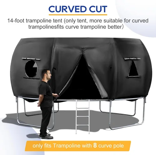 Miniatura 3 de MARGAR Tienda de campaña para cama elástica de 14 pies (solo tienda), apta para 8 postes curvos, trampolín de tela Oxford, resistente a desgarros