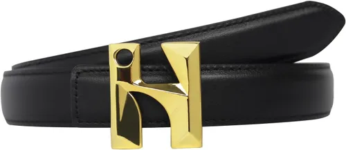 Miniatura 165 de Cinturón de cuero clásico con hebilla de metal para mujer con vestido de jeans