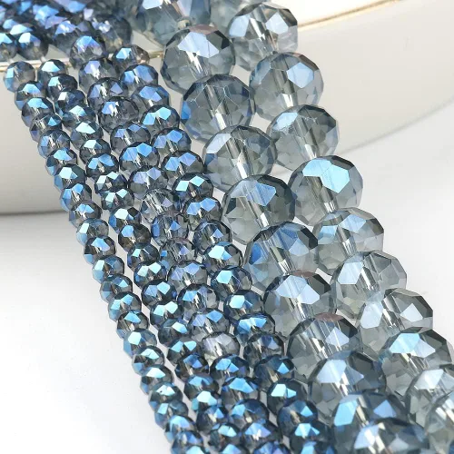 Miniatura 4 de 620 piezas de cuentas de cristal facetado Briolette, cuentas de rondelle azules facetas de 4 mm, 5 hebras, tamaño de agujero 1 mm, ideal para hacer