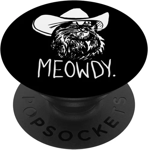 Meowdy Texas Cat Meme PopSockets - Agarre y soporte para teléfonos y tabletas, Negro