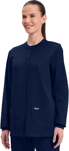 Miniatura 2 de Cherokee WW340 - Chaqueta de uniforme médico para mujer, con cierre frontal, 3 bolsillos, resistente a la decoloración, elástica en 2 direcciones