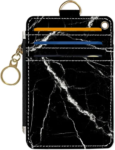 Miniatura 7 de Portafolios delgado Portafolios para tarjetas de crédito, Portafolios RFID para mujer Linda pequeña cartera de bolsillo frontal con cremallera