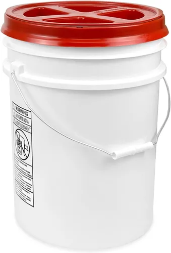 Miniatura 2 de ePackageSupply Cubo blanco de 5 galones con rosca de sello gamma rojo en la tapa hermética, fabricado en Estados Unidos, grado alimenticio, plástico