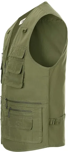 Miniatura 3 de Chaleco de viaje casual Safari para hombre, 16 bolsillos, chaleco de trabajo al aire libre, chaqueta sin mangas, chaqueta de pesca, senderismo