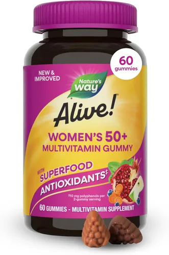 Nature's Way Alive! Suplemento multivitamínico completo, para mujeres de más de 50 años, 60 gominolas