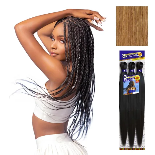Miniatura 20 de Sensationnel Ruwa - Cabello trenzado preestirado, 3 x 48 pulgadas, repelente al agua, kanekalon, de secado rápido, sintético, sin picazón