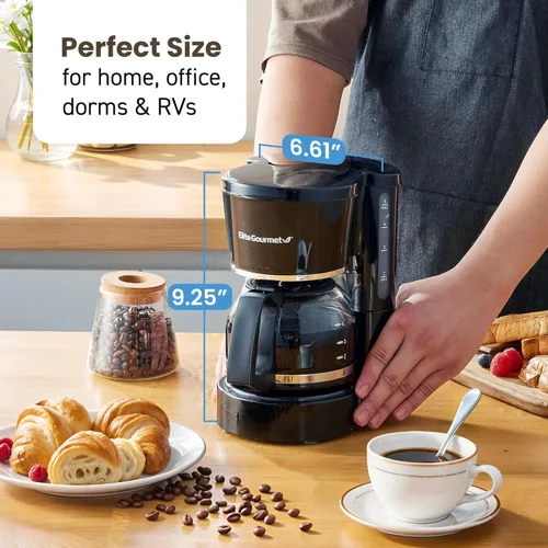 Miniatura 4 de Maxi-Matic EHC-5055# Elite Gourmet Cafetera automática para preparar por goteo con filtro reutilizable, pausa y sirve, interruptor
