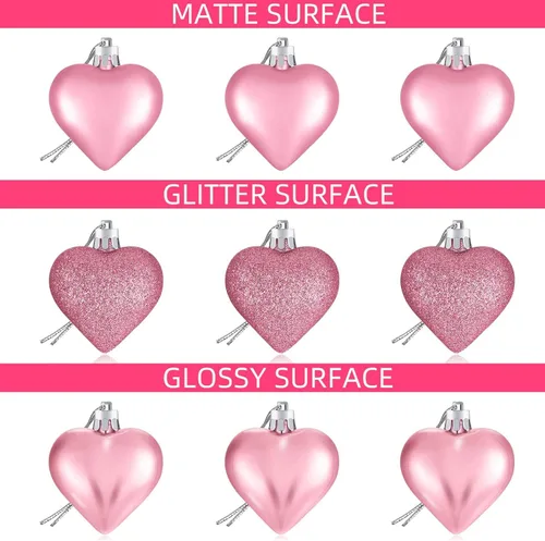 Miniatura 22 de Adornos de corazón para el día de San Valentín: 3 adornos con forma de corazón para árbol de Navidad y para colgar como decoración en el día de San