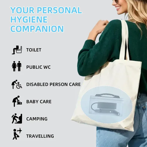 Miniatura 5 de Bidé portátil para viajes con modos de presión de agua suave y fuerte, bidé de viaje recargable USB-C, tanque de agua grande de 2.3 L para uso Negro